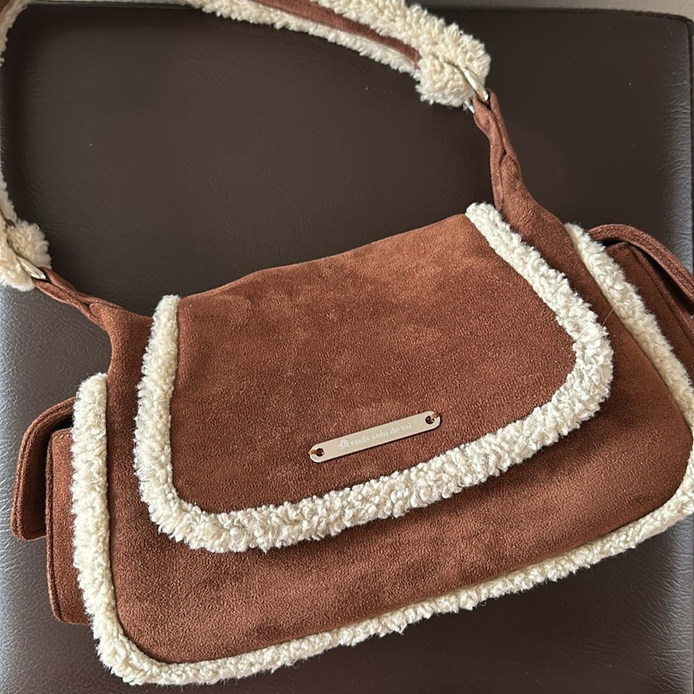 W Concept Shearling Shoulder Bag